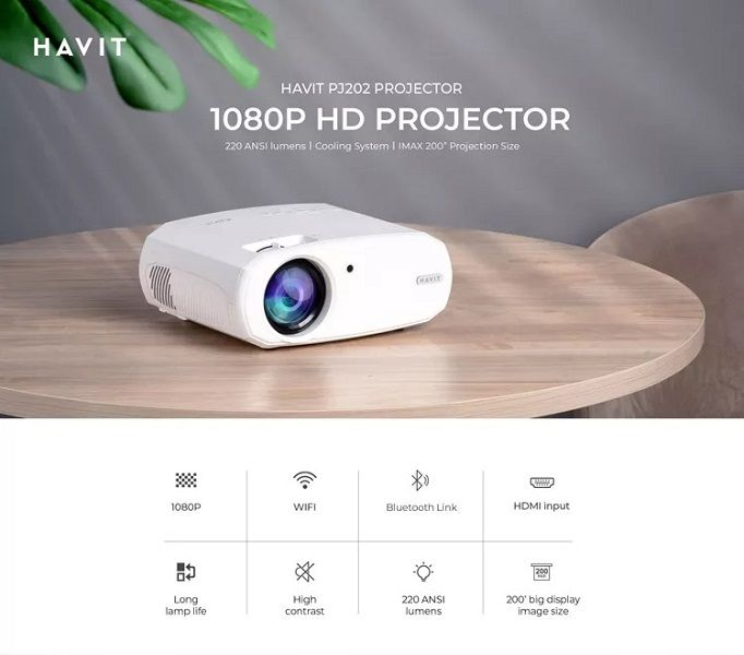 Havit PJ202 Full HD 1920 x 1080 Portable Projector - Image 2